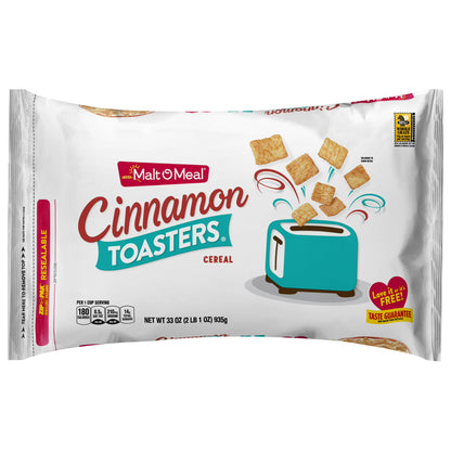 Malt-O-Meal Cinnamon Toasters Breakfast Cereal, Real Cinnamon Squares, 33 oz Bag