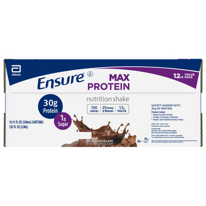 Ensure Max Protein Shake, 30g Protein, Milk Chocolate, 11 fl oz, 12 Pack