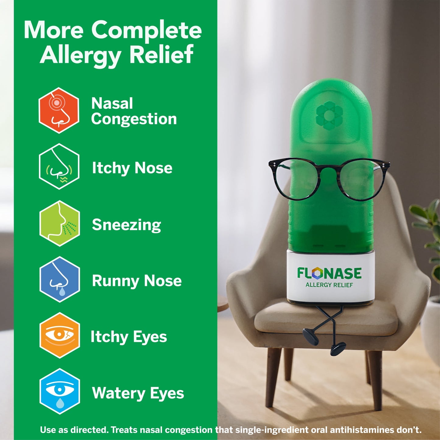 Flonase Sensimist Nasal Spray Non-Drowsy Decongestant Severe Allergy Relief Medicine, 60 Sprays