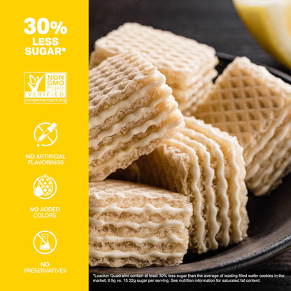 Loacker Quadratini Lemon, Non-GMO Cream-Filled Bite-Size Wafer Cookies, 8.82 oz, Pack of 6