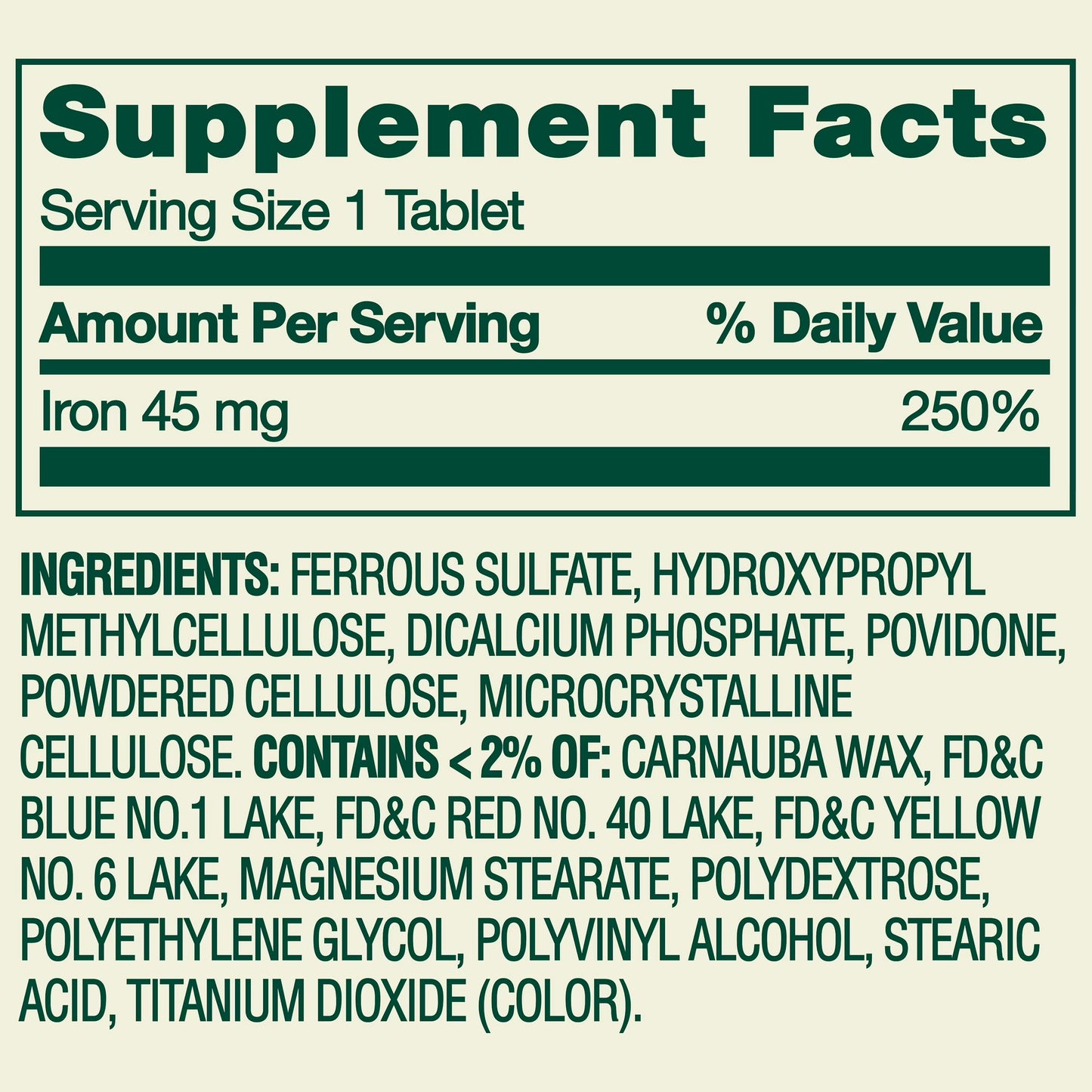 Spring Valley Slow Release Iron General Health & Wellness Dietary Supplement Tablets, 45 mg, 30 Count