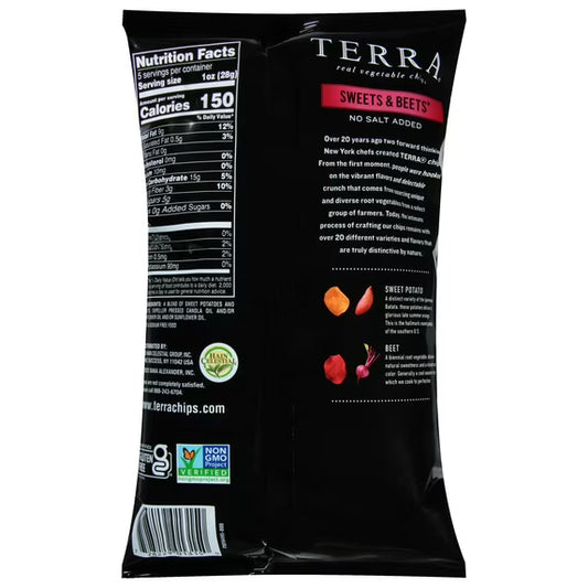 TERRA Sweets & Beets No Salt Vegetable Snack Chips, 5 oz