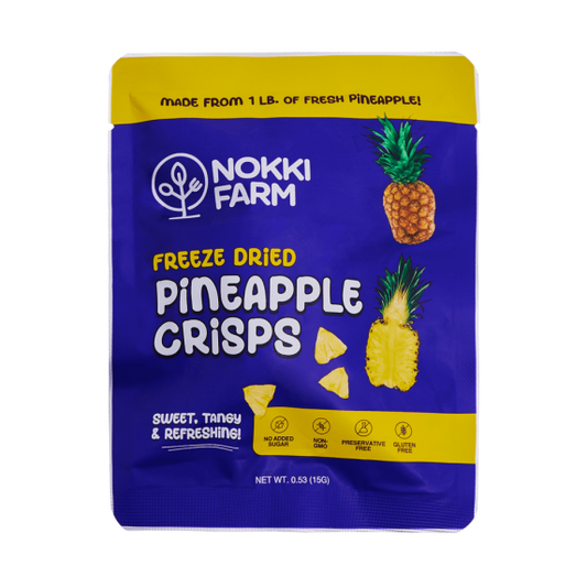NOKKI FARM Freeze Pineapple Fruit, Healthy & Exotic Tropical Superfood Snacks, Kid-Approved, No Added Sugar or Preservatives, Shelf-Stable, 0.53 Oz, 6 Pack
