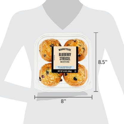Marketside Baked Blueberry Muffins, 14 oz, 4 Count, Kosher Dairy