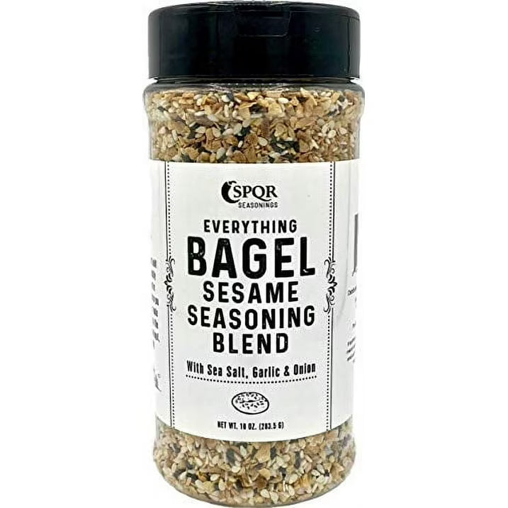 Everything Bagel Seasoning Blend by SPQR Seasonings Original XL 10 oz. Jar Delicious Blend of Sea Salt and Mixed Spices