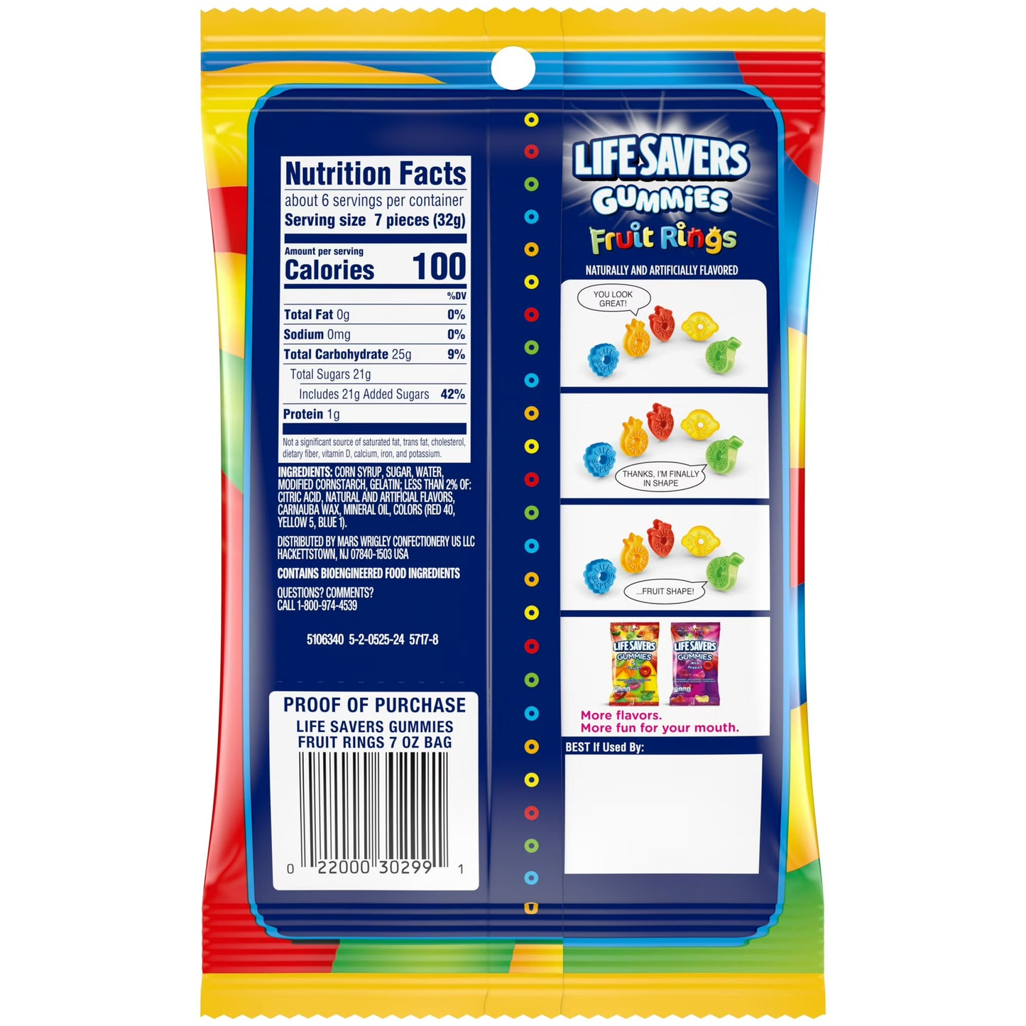 Life Savers Gummies Fruit Rings Gummy Candy - 7 oz Bag