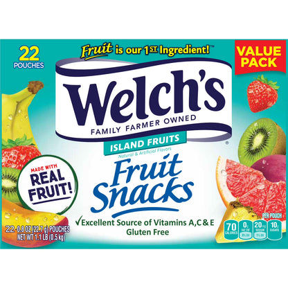 Welch's Fruit Snacks Gluten-Free Island Fruits Soft Fruit Snacks, .8 oz, 22 Count