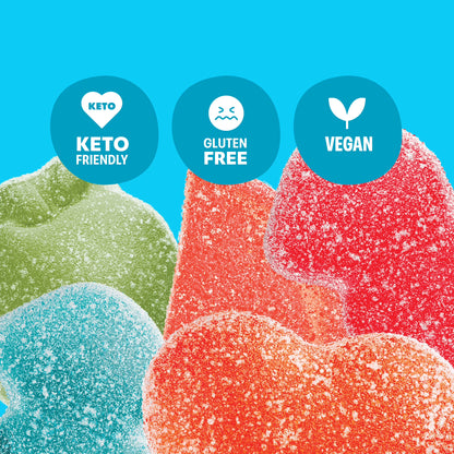 Shameless Snacks Variety Pack Low Calorie Sour Gummy Candy, Keto Friendly High Fiber Low Sugar Healthy Candy, Gluten Free Plant Based, 1.8 oz Bag