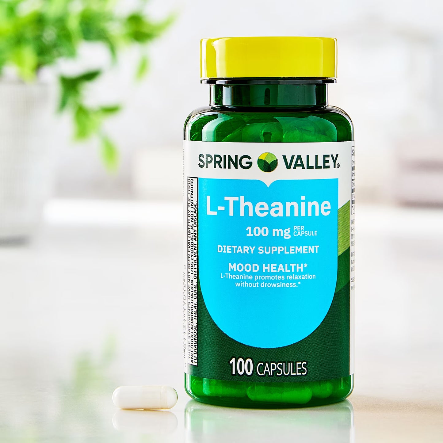 Spring Valley L-Theanine Dietary Supplement Capsules for Mood Support, 100 mg, 100 Count