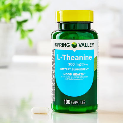 Spring Valley L-Theanine Dietary Supplement Capsules for Mood Support, 100 mg, 100 Count