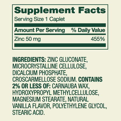 (3 pack) Spring Valley Zinc Dietary Supplement Caplets for Immune Health, 50 mg, 200 Count