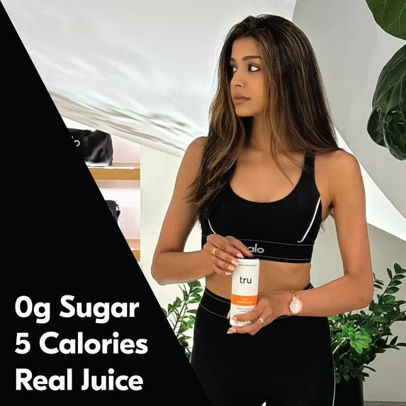 Tru Gut Sparking Water Peach Flavored Prebiotic Drink 12 Pack 12 oz