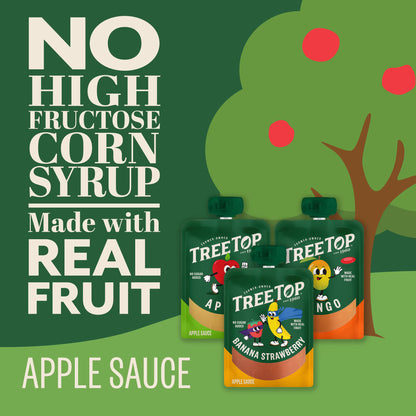 Tree Top Apple Sauce Variety Pack, Apple-Banana Strawberry-Mango, 3.2 Oz Pouch, 12 Count