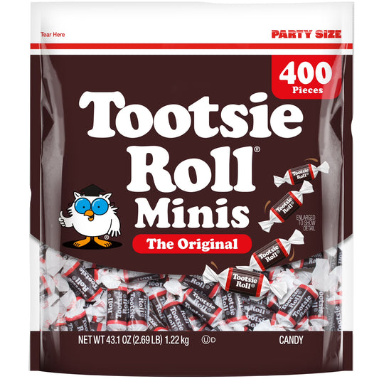 (3 pack) Tootsie Roll, Midgees Chocolate Candy, 43.1 oz (400 Pieces), Peanut Free, Gluten Free, Contains Milk and Soy.