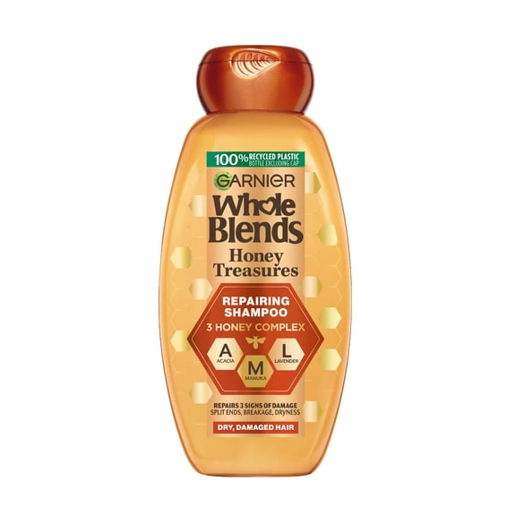 Garnier Whole Blends Honey Treasures Repairing Shampoo, For Damaged Hair, 12.5 fl oz