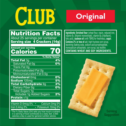 Club Snack Stacks Original Crackers, Lunch Snacks, 6 Count