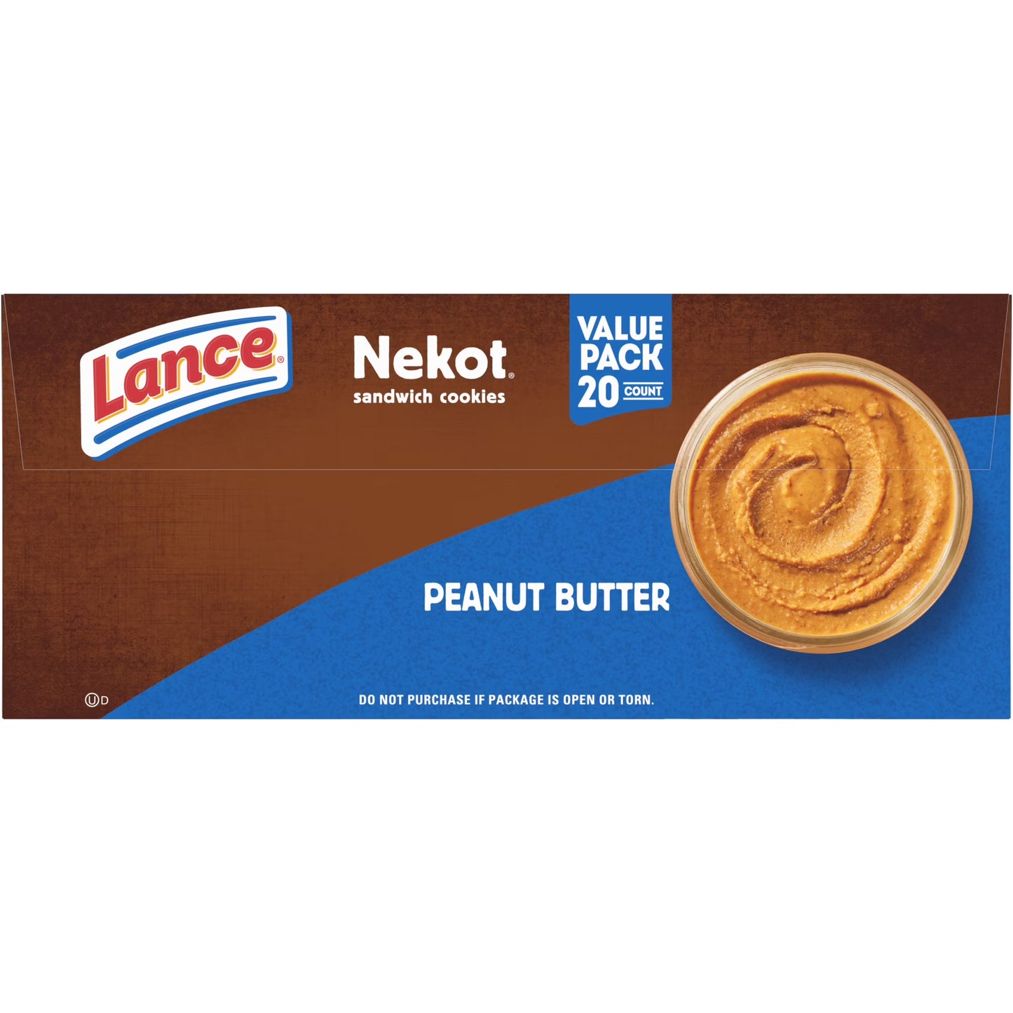 Lance Sandwich Cookies, Nekot Peanut Butter, 20 Individually Wrapped Packs, 6 Sandwiches Each