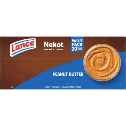 Lance Sandwich Cookies, Nekot Peanut Butter, 20 Individually Wrapped Packs, 6 Sandwiches Each