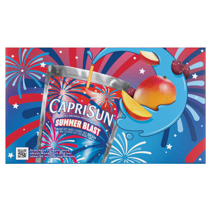 Capri Sun Summer Blast Passion Fruit Mango flavored Juice Drink Blend, from concentrate with other natural flavor, 10 Count Box, 6 fl oz Pouches