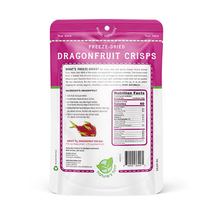 Nature’s Turn Freeze-Dried Dragon Fruit Crisps, No Added Sugar, Healthy Natural Fruit Crisp Snack for School Lunches, 2 Pack (1.2 oz Each)