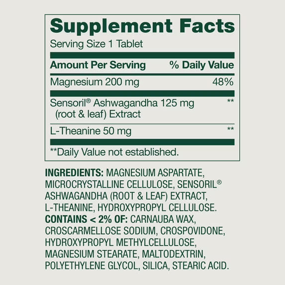 (3 pack) Spring Valley Magnesium + Ashwagandha + L-Theanine for Stress Support Tablets, 60 Count