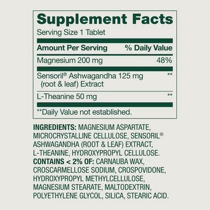(3 pack) Spring Valley Magnesium + Ashwagandha + L-Theanine for Stress Support Tablets, 60 Count