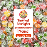 Assorted Fruit Pinwheel Starlight Hard Candy - 1 Pound (Approximately 75 pieces) - Fruit Flavored Starlight Individually Wrapped, Christmas Candy
