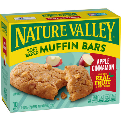 (6 pack) Nature Valley Soft Baked Muffin Bars, Apple Cinnamon, Snack Bars, 10 Bars, 12.4 oz