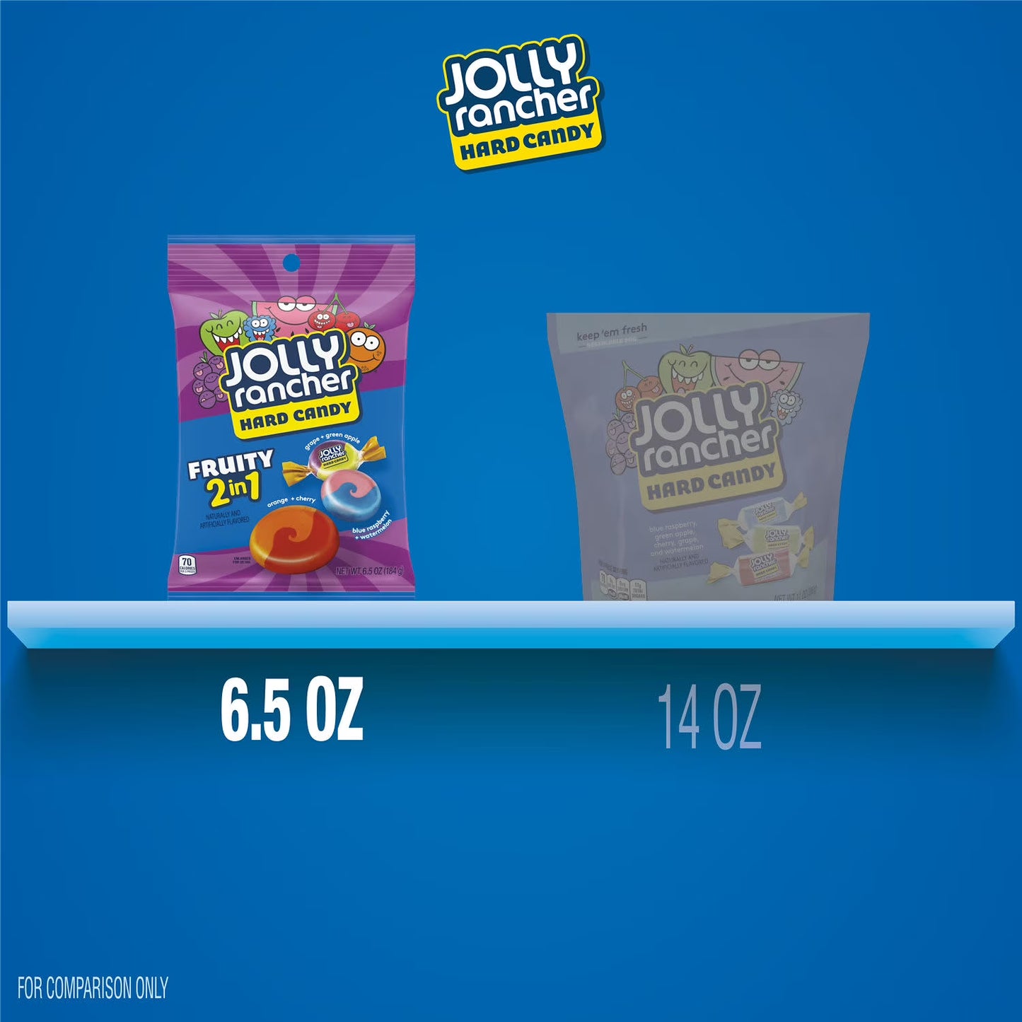 (2 pack) Jolly Rancher 2-in-1 Fruit Flavored Hard Candy, Bag 6.5 oz