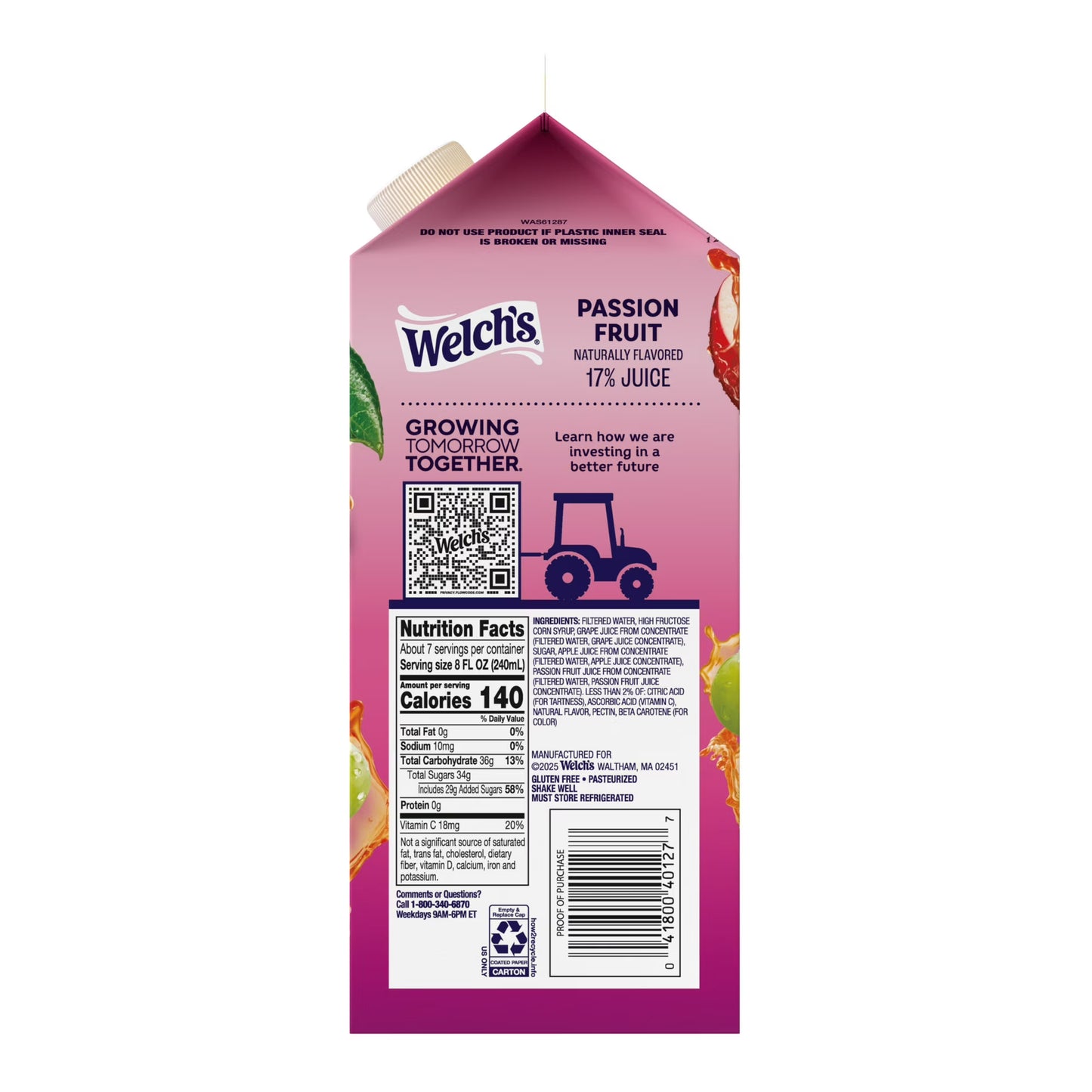 Welch's Passion Fruit Fruit Juice Drink, 59 fl oz carton