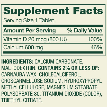 Spring Valley Calcium Plus Vitamin D Tablets, 600 mg, 500 Count, Bone & Joint Health Dietary Supplement, Value Size