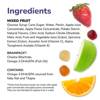 Brainiac Fruit Snacks with BrainPack, Mixed Fruit Flavor, 20 count