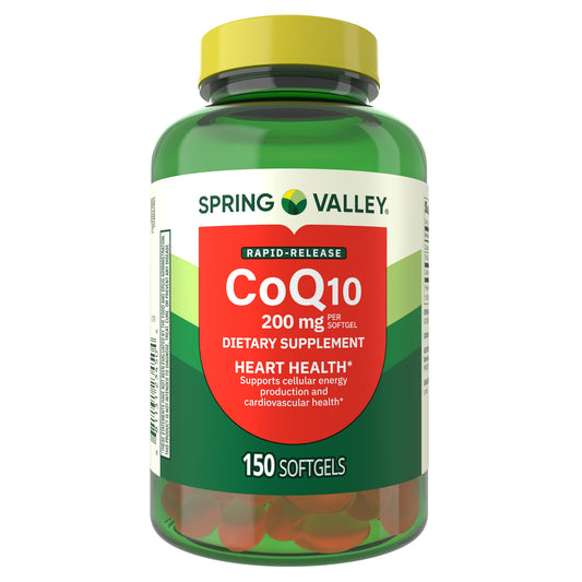 (3 pack) Spring Valley Rapid Release CoQ10 Softgels, 200mg, 150 Count