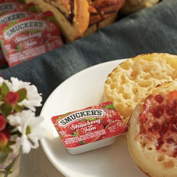 Smucker's Strawberry Jelly, 30 Count, 1/2 oz Cups – Back to School, Lunchbox Snacks, Kids Favorite, Single-Serve, Portion Control, Breakfast, Shelf-Stable, No Refrigeration