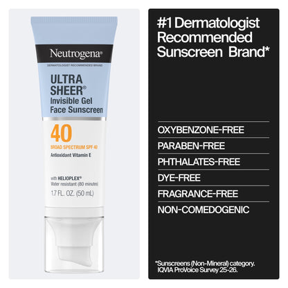 Neutrogena Ultra Sheer Invisible Gel SPF 40 Face Sunscreen, 1.7 fl. oz