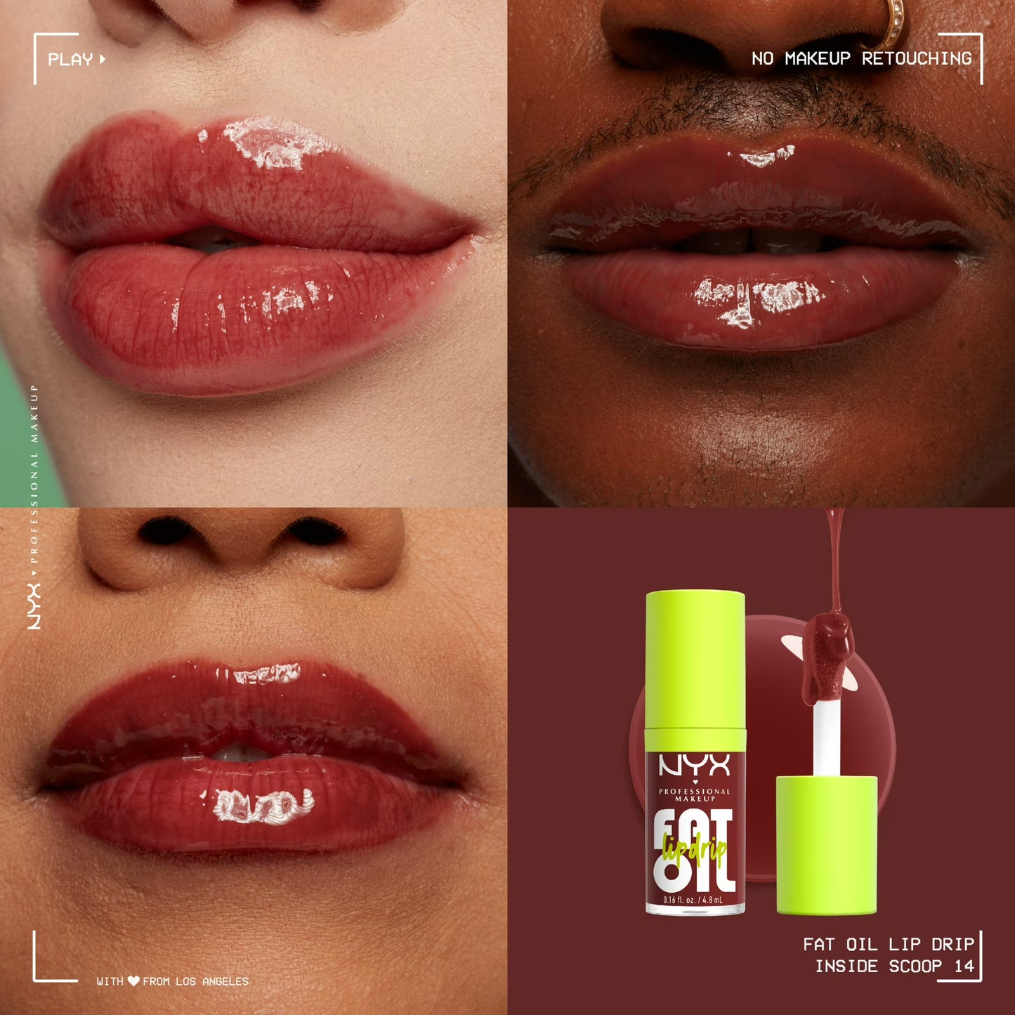 NYX Professional Makeup Fat Oil Lip Drip Hydrating Lip Gloss with Oil Blend, Inside Scoop, 0.16 fl oz