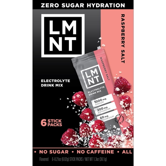 LMNT Zero Sugar Electrolyte Drink Mix - Raspberry - 6ct