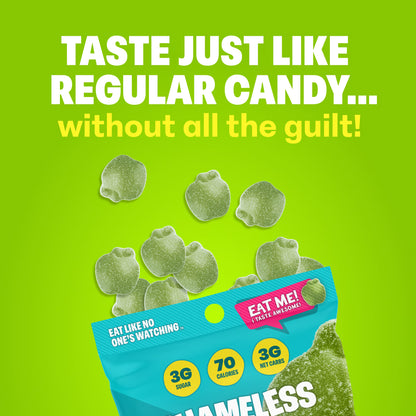 Shameless Snacks Green Apple Blast - Sour Candy & Fruit Snacks, Sour Apple Gummy Candy, Keto Snacks in Bulk, 3g Sugar Gluten Free Vegan for Kids & Adults