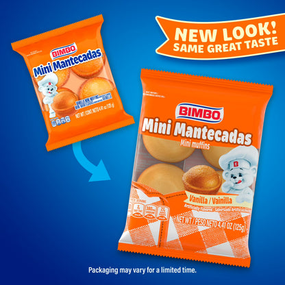 Bimbo Mini Mantecadas Vanilla Muffins, 4 count, Mini Muffins, 4.41 oz Bag