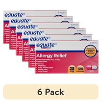 (6 pack) Equate Formaldehyde-Free Diphenhydramine HCl 25mg Allergy Capsules, 100 Count