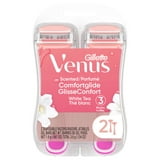 Venus ComfortGlide 3 White Tea Women's 3 Blade Disposable Razor, 2 count, Pink