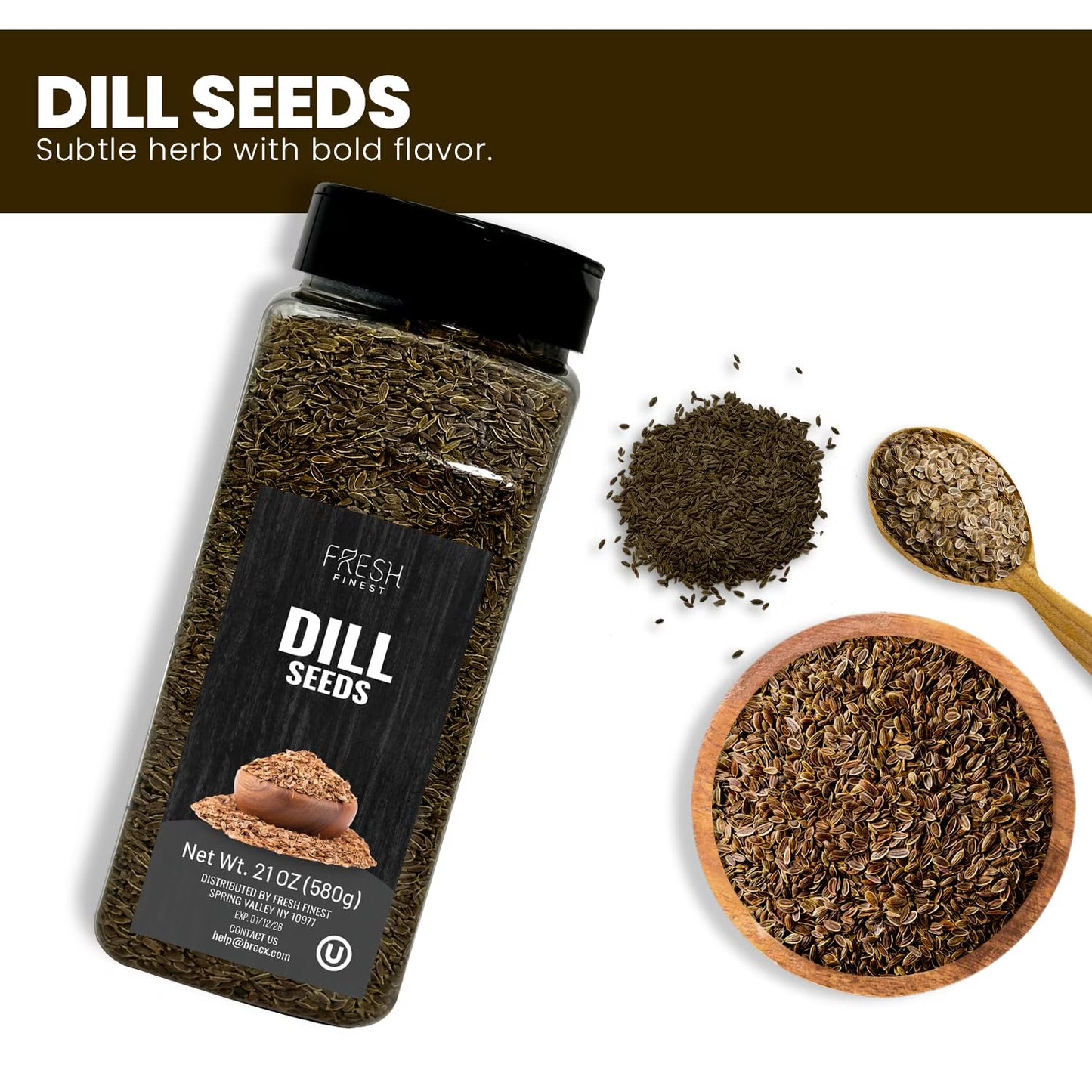 Fresh Finest Culinary Dill Seed, Whole Dill Seed for Pickling, Dressings, Entrees, Salads, Cooking & Baking, Kosher, Non GMO, 580G (20.45oz)