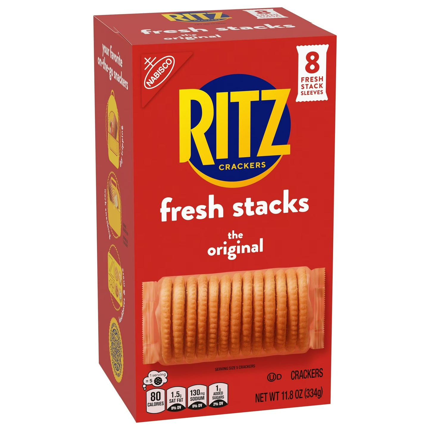 RITZ Fresh Stacks Original Crackers, Travel Snacks, 11.8 oz (8 Multi Snack Packs)