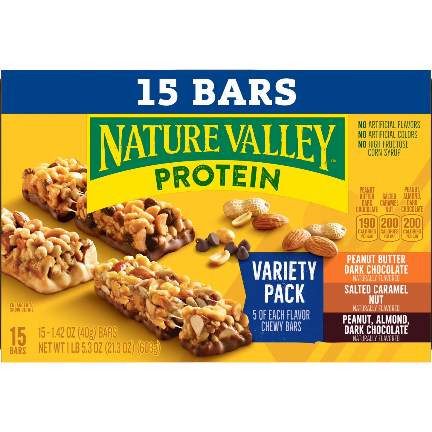 Nature Valley Protein Chewy Snack Bars, Variety Pack, 15 Bars, 21.3 oz
