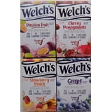 Variety Pack Welch's Singles to Go Flavored Drink Mix - Passion Fruit - Cherry Pomegranate - Strawberry Peach - Grape - Pack of 4, 6 Count (Pack of 4)