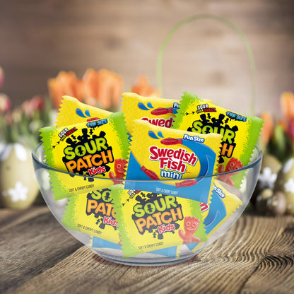 SOUR PATCH KIDS and SWEDISH FISH Mini Soft & Chewy Easter Candy Variety Pack, Bulk Candy, 50 Packs