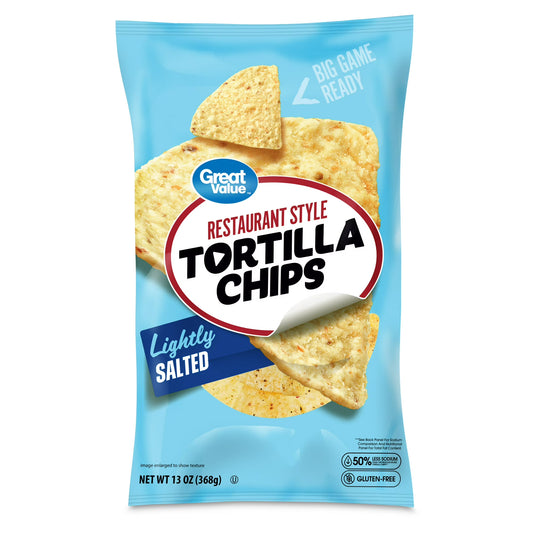 Great Value Restaurant Style Lightly Salted White Corn Tortilla Chips, 13 oz
