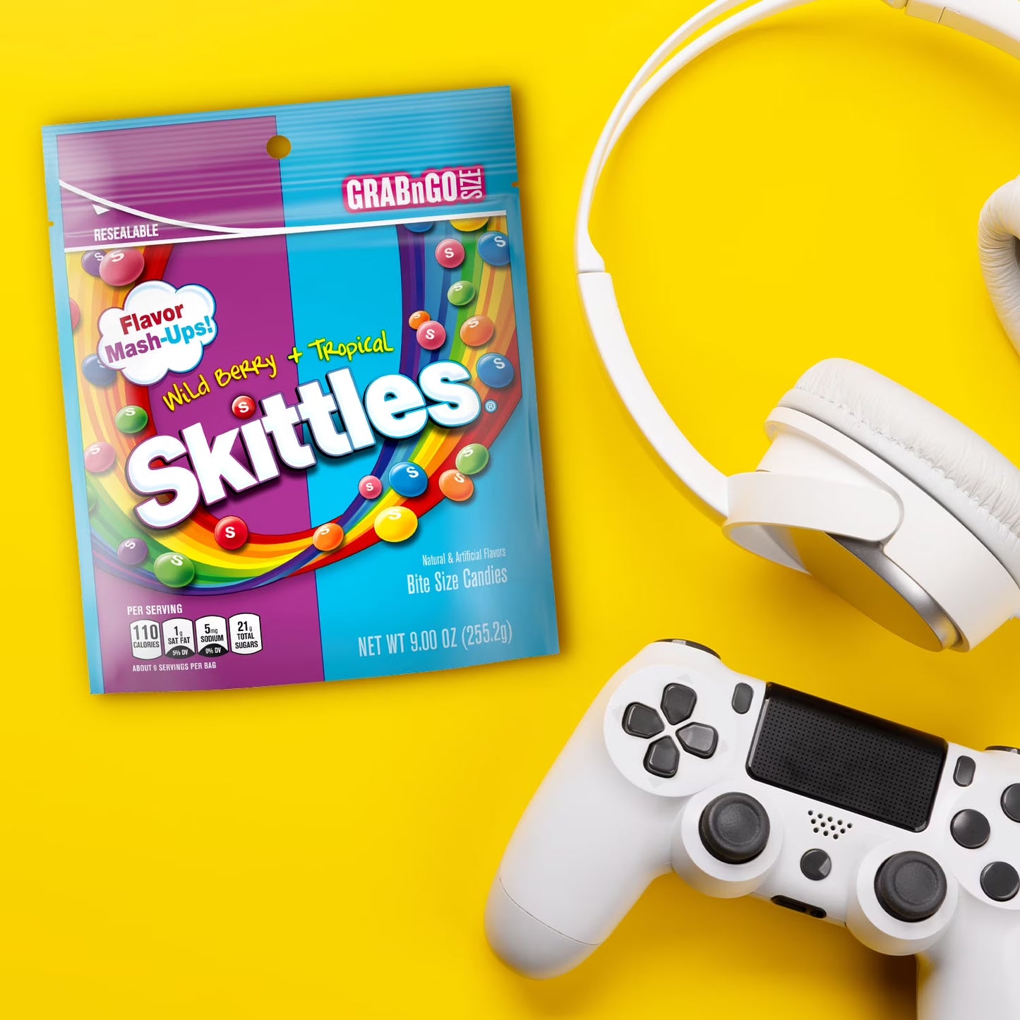 Skittles Flavor Mash-Ups Wild Berry & Tropical Chewy Candy, Grab N Go - 9oz Resealable Bag