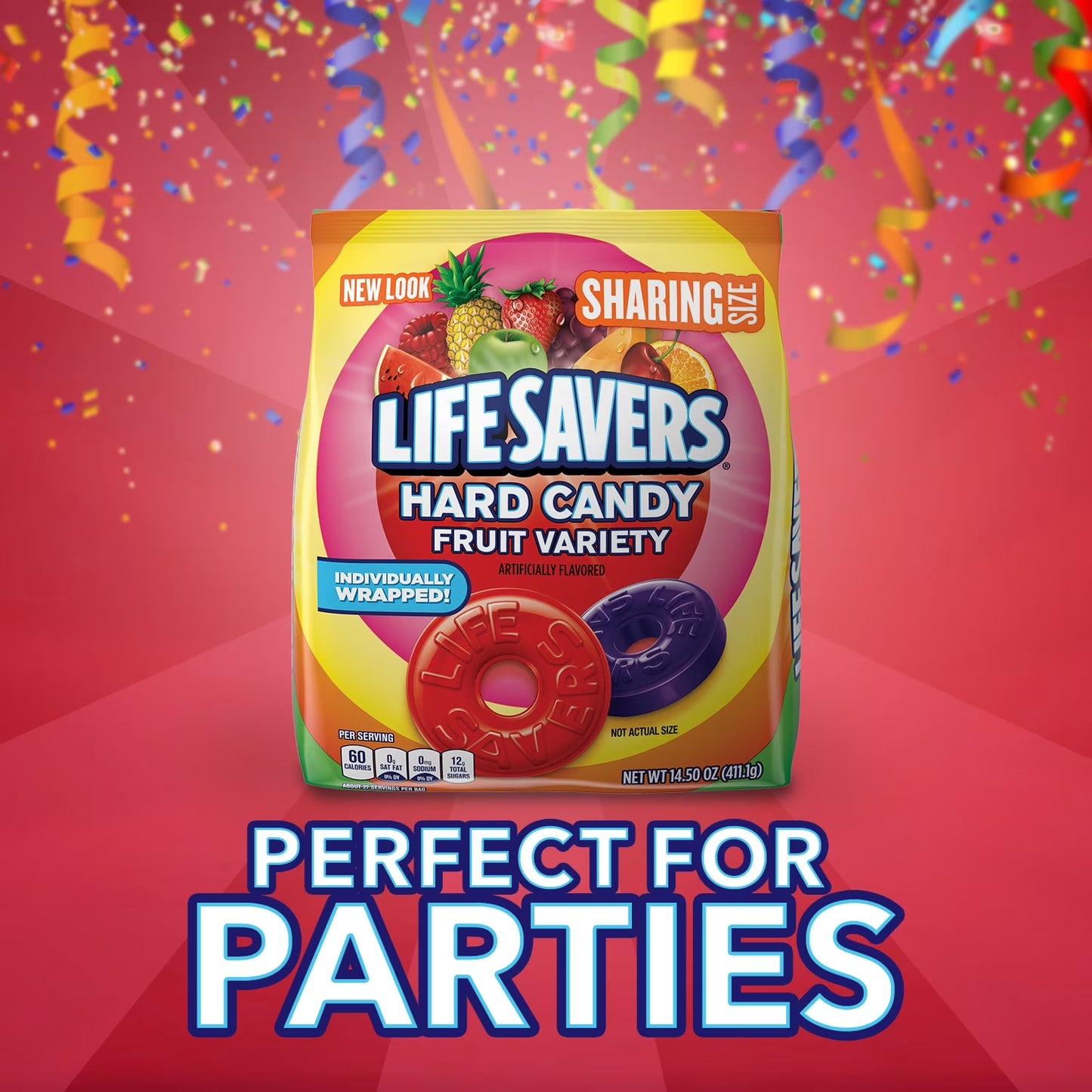 Life Savers Hard Candy Fruit Variety Candy Bag, Sharing Size, 14.5 oz, 108 Ct