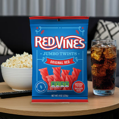 Red Vines Jumbo Twists, Original Red Candy, 8oz Bag